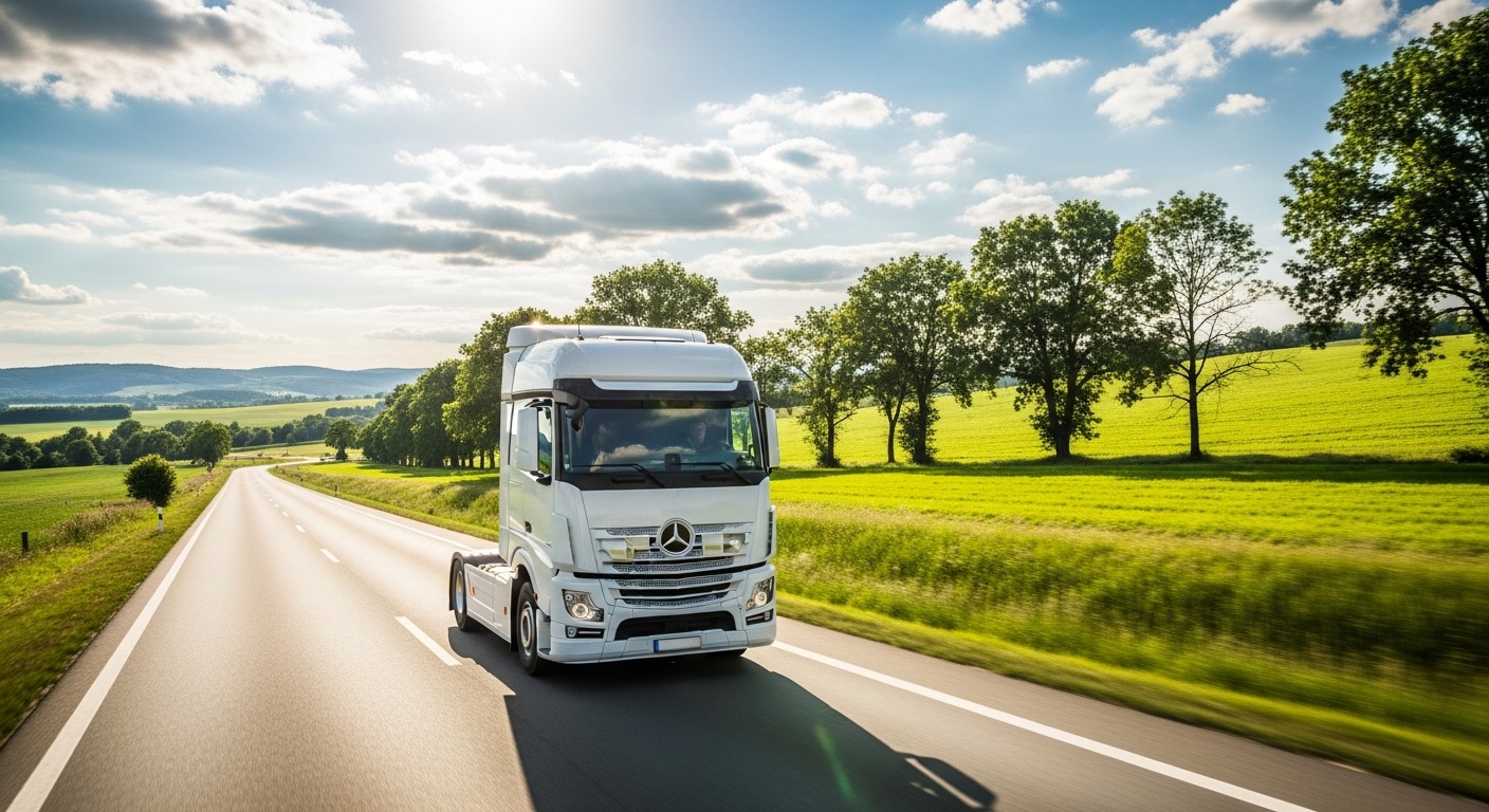 Camion de fret sur autoroute